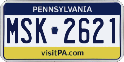 PA license plate MSK2621