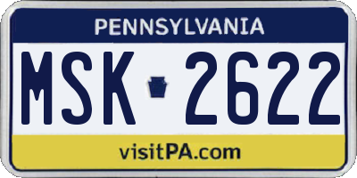 PA license plate MSK2622