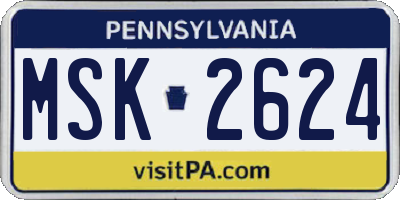 PA license plate MSK2624