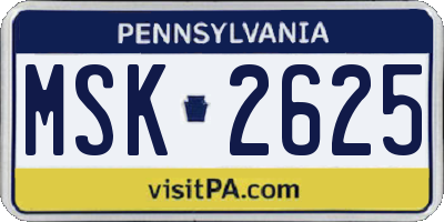 PA license plate MSK2625