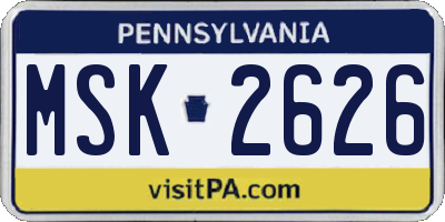 PA license plate MSK2626
