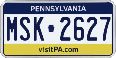 PA license plate MSK2627
