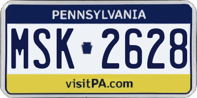 PA license plate MSK2628