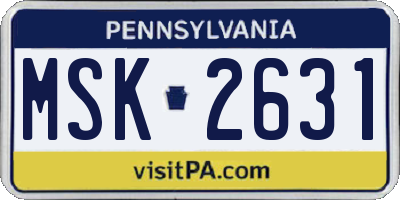 PA license plate MSK2631