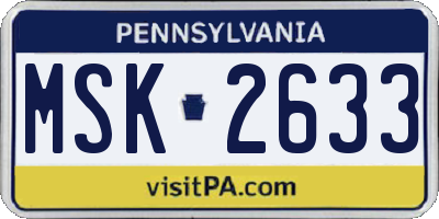 PA license plate MSK2633