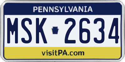 PA license plate MSK2634