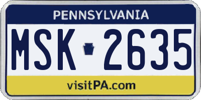 PA license plate MSK2635