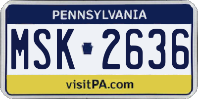 PA license plate MSK2636