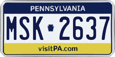 PA license plate MSK2637