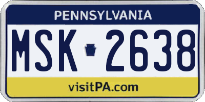 PA license plate MSK2638
