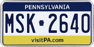 PA license plate MSK2640