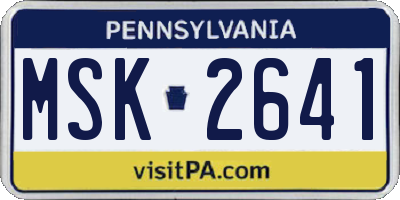 PA license plate MSK2641