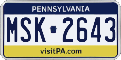 PA license plate MSK2643