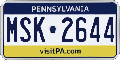 PA license plate MSK2644