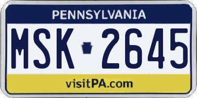 PA license plate MSK2645