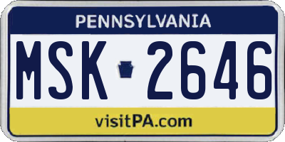 PA license plate MSK2646