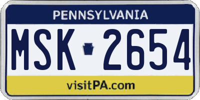 PA license plate MSK2654