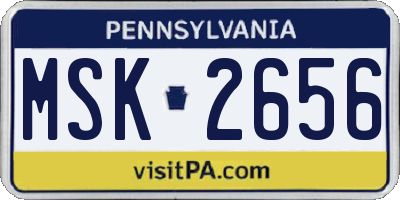 PA license plate MSK2656