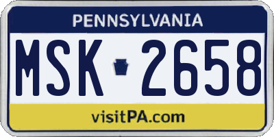 PA license plate MSK2658