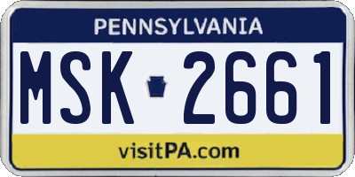 PA license plate MSK2661