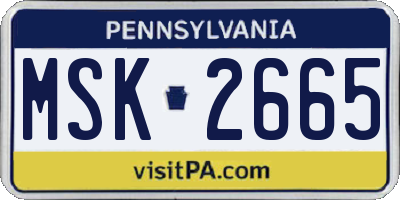 PA license plate MSK2665