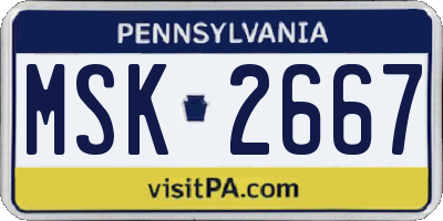 PA license plate MSK2667