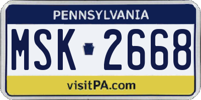 PA license plate MSK2668