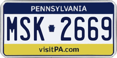 PA license plate MSK2669