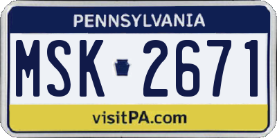 PA license plate MSK2671