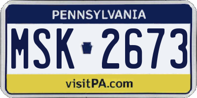 PA license plate MSK2673