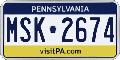 PA license plate MSK2674