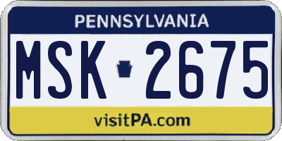 PA license plate MSK2675