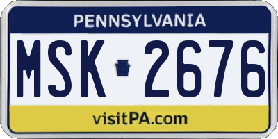PA license plate MSK2676
