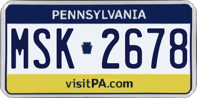 PA license plate MSK2678