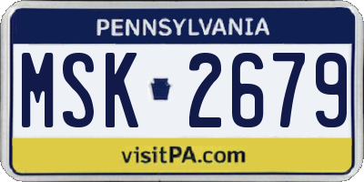 PA license plate MSK2679