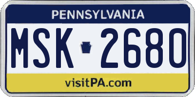 PA license plate MSK2680