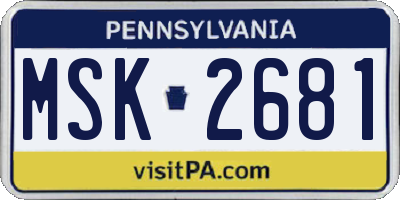 PA license plate MSK2681