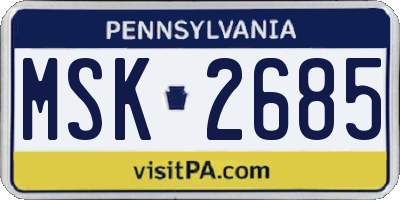 PA license plate MSK2685