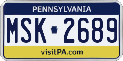 PA license plate MSK2689