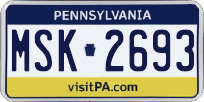 PA license plate MSK2693