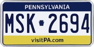 PA license plate MSK2694