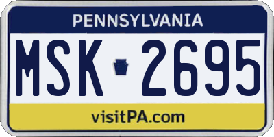 PA license plate MSK2695