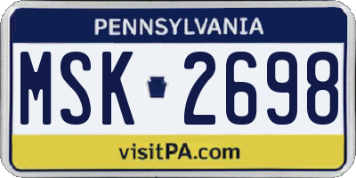PA license plate MSK2698