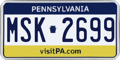 PA license plate MSK2699