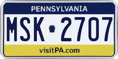PA license plate MSK2707
