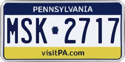 PA license plate MSK2717