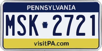 PA license plate MSK2721