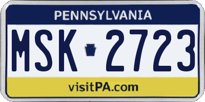 PA license plate MSK2723