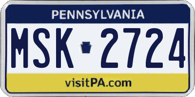 PA license plate MSK2724