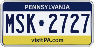 PA license plate MSK2727